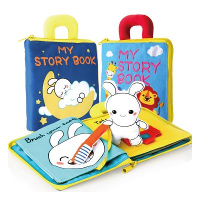 China Eductional Preschool Toys Tail Cloth Book Baby Intelligence Development Learning Soft Cloth Cartoon Cloth Book For Child for sale