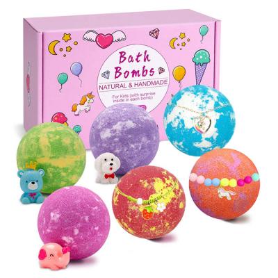 China Personal Care/Christmas Surprise Lavender Bath Bomb Squeeze Press Release Gift Box Packaging Kit Rainbow Geode Bath Bomb Fizzy Natural Bubble With Ring for sale