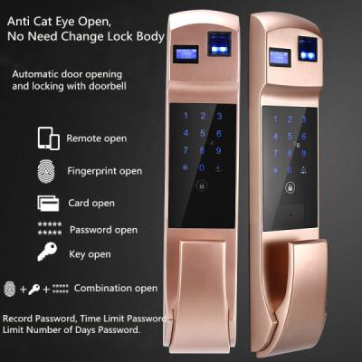 China Cerradura de puerta muda automática del reconocimiento de la huella dactilar con el ojo de gato y el timbre en venta