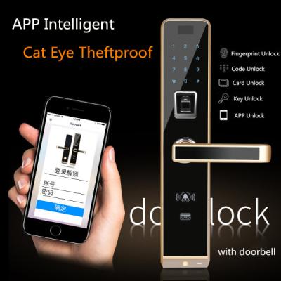 China 6 desbloquee la cerradura de puerta inteligente de las maneras con funciones teledirigidas y antis del APP de gato del ojo en venta