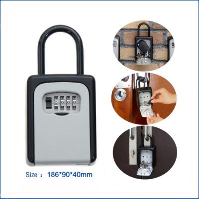 China Outside Metal Hook 4- Bit Code Combination Key Box Wall Mounted Door Holder for sale