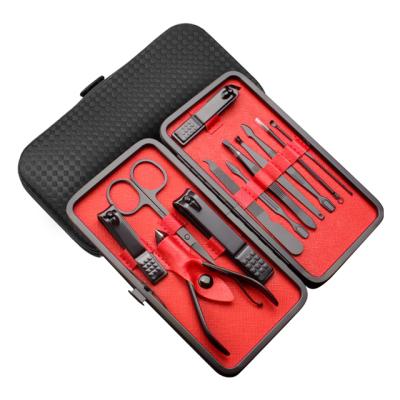 China Wholesale Low MOQ Dry Skin Black Tools Mini Manicure Care Set Clippers Kit Tools Nail File Nail Scissors Remover for sale