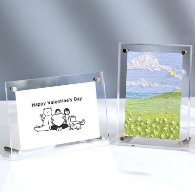 China 4 X 6 Clear Acrylic Picture Frames Photo Holders With Screws Standing On Table for sale