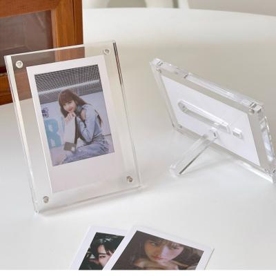 China Clear Acrylic Magnetic Photo Frame for 5 x 7 Images with Support Foot for Stability for sale