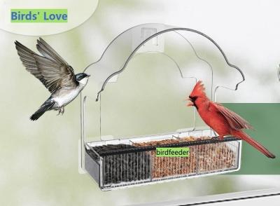 China JYD Transparent Acrylic Bird Feeder Eat Food Customized Size For Window for sale