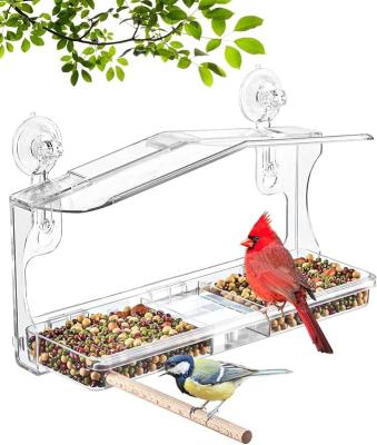 Cina Coppe di aspirazione forti vetro plexiglass finestra nutritore per uccelli acrilico trasparente Birdhouse in vendita