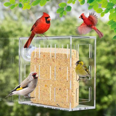 China Window Acrylic Bird Feeder Hanging Mount Transparent Plexiglass Bird House OEM for sale