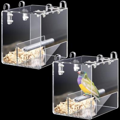 China OEM Transparent Lucite Acrylic Bird Feeder With Automatic Seed Dispenser Easy Install for sale