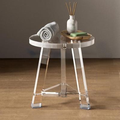 China Detachable Waterproof Custom Acrylic Furniture Lucite Round Acrylic Bathroom Stool for sale