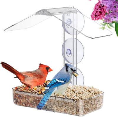 China Clear Acrylic Window Bird Feeder Large Viewing Bird House With Strong Suction Cups for sale