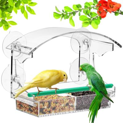 China 4 Extra Strong Suction Cups Acrylic Parrot Feeder Plexiglass Birdhouse Custom Logo for sale