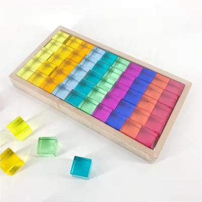 China OEM Colorful Acrylic Game Set Acrylic Building Block Set Stackable Block Cube for sale