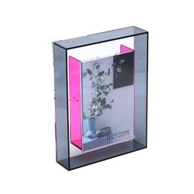 China 5''X 7'' Acrylic Photo Frame Square Acrylic Shadow Box Frame Wall Mounted Double Side for sale