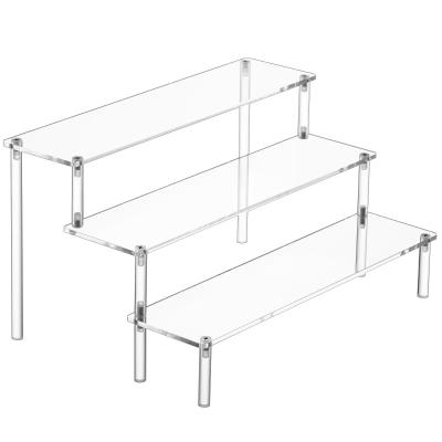 China Assembled Design 3 Layers Acrylic Stand Riser Cosmetics Display Shelf For Action Figures for sale