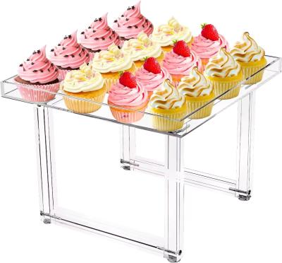 China Assembled Design Acrylic Cake Stand Buffer Table Riser Food Serving Custom Printing for sale