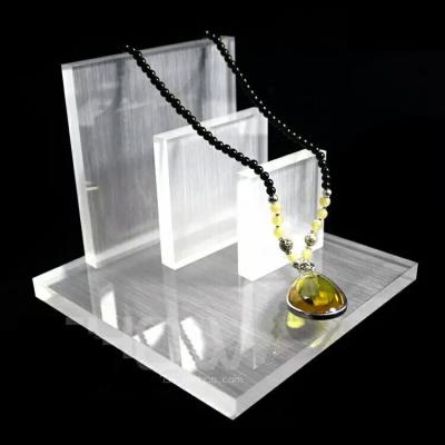 China Luxury Brushed Finishing Acrylic Jewelry Display Stand for Necklaces Earrings Bracelets for sale