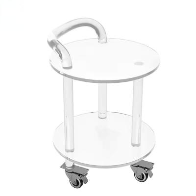 China Clear Assembled Acrylic Rolling Cart With Wheels For Dinning Room Bedroom storage for sale