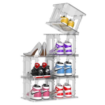 China 6 Tier Shoe Storage Acrylic Rack , Free Standing Acrylic Shoe Organizer For Closet for sale