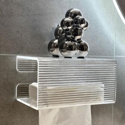 China Wall Mounted Wave Shape Acrylic Tissue Box Holder For Kitchen Hotel Bathroom for sale