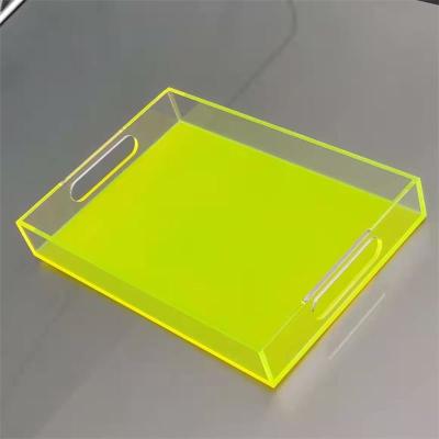 China Lemon Color Acrylic Serving Tray For Coffee Fruits Hotel Restaurant Home Using for sale