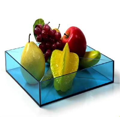 China OEM Green Square Acrylic Tray Plexiglass Fruit Tray With Removable Compartments for sale