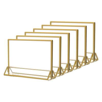 China Clear Acrylic Table Number Holders With Gold Borders Double Sided 7 X 5 Inches for sale