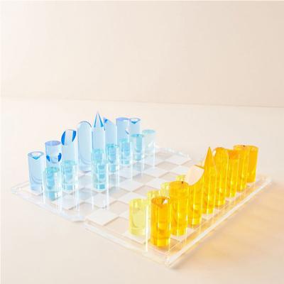 China Handmade Acrylic Chess Board Plexiglass Lucite Chess Piece For Entertainment for sale