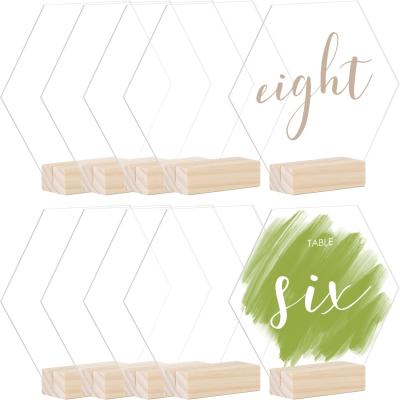 Chine Faites-le vous-même signes et supports blancs en acrylique hexagonal, signes acrylique sur table décor de mariage à vendre