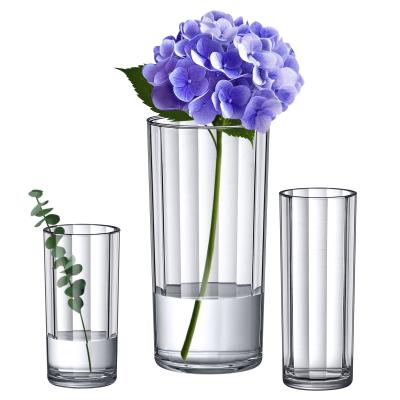 China Vaso de flores acrílico cilíndrico de 3 piezas para piezas centrales de la boda Decoración del hogar en venta