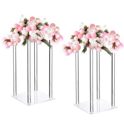 China Duidelijke 15,7 inch hoge acryl bloemen stand voor bruiloft feest Middageten Te koop