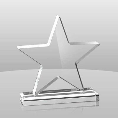 China 6'' H heldere stervormige acryl trofee met basis, acryl ster Award Custom logo Te koop