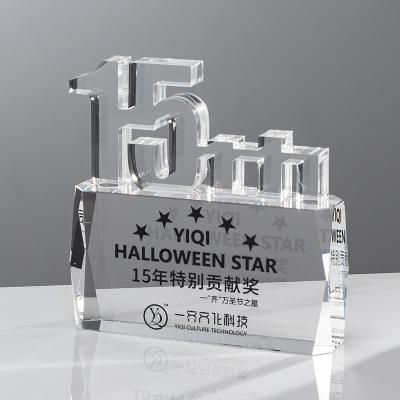 China 15th Anniversary Event Acrylic Award Custom Engraving For Achievement Celebration for sale