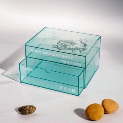 China Transparent Green Acrylic Organizer Box Plexiglass Jewelry Cosmetic Box With Drawer for sale