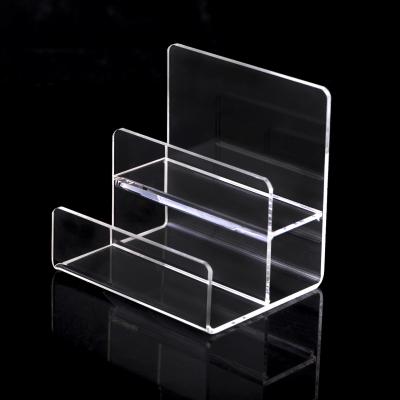 China Multi Tier Acrylic Wallet Display Stand Plexiglass Retail Display Free Standing Holder for sale