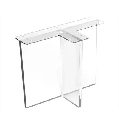 China Custom T Shape Acrylic Table Leg Plexiglas Acrylic Dinning Furniture Leg Easy Assembly for sale