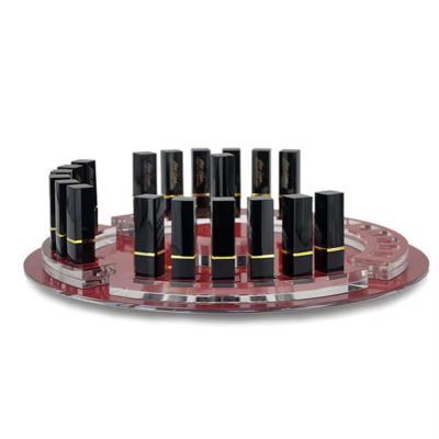 China Round Rotating Acrylic Lipsticks Display Stand Holder For Cosmetics Brands for sale