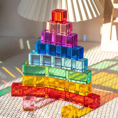 China Rainbow Colors Acrylic Building Blocks For Shape Recognition Early Education Toy for sale