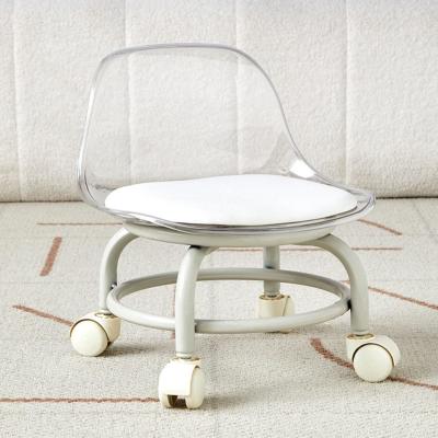 China Short Rolling Stool Chair With Back Support , Acrylic Modern Furniture Rolling Stool Chair for sale