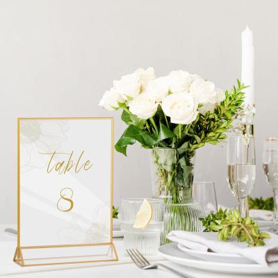 China Gold Acrylic Picture Frame Event Signage Double-Sided Sign Holder For Weddings, Menus, And Office Displays for sale