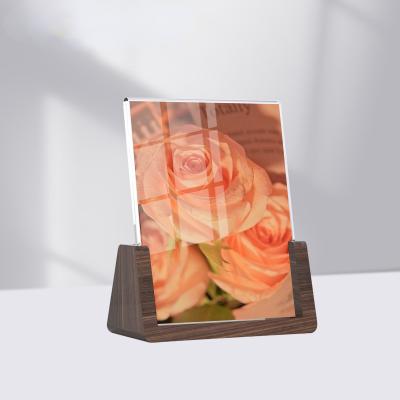 China Custom Acrylic And  Wood U-Shaped Photo Frame , Desktop Acrylic Picture Photo Display 6x7, 7x7, And 8x10 Inch Sizes for sale