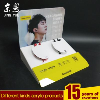 China Factory Custom Pmma Plexiglass White Earphone Stand Acrylic Earphone Display Stand for sale