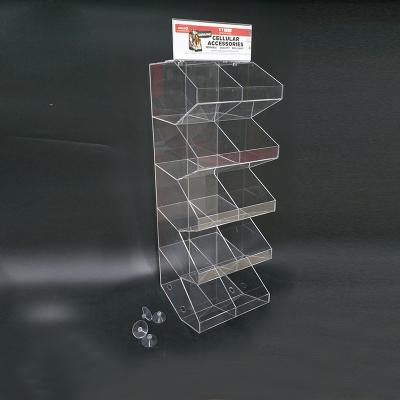 China Factory custom 10 row acrylic pmma bins acrylic power bank phone accessories clear display shelf eco-friendly data rack for sale