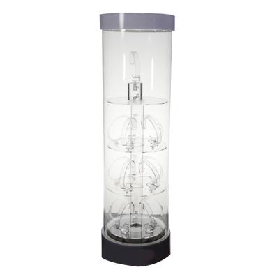 China Factory eco-friendly and top quality Led rotating acrylic cylinder pmma plexiglass watch display box acrylic shelf round to show showcase for sale