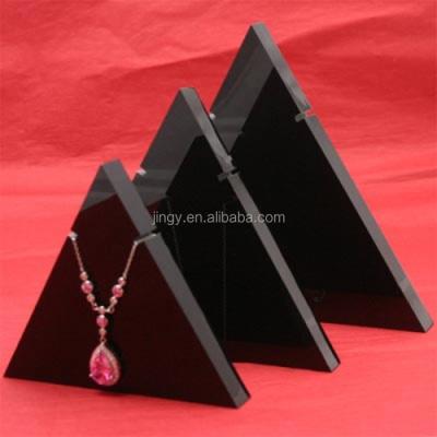 China Factory store eco-friendly and top quality custom made black acrylic plexiglass triangle jewelry earring display stand necklace holder pmma for sale