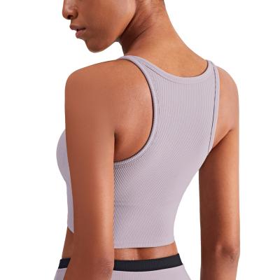 China Antibacterial The 2022 New Threaded Beauty Back Yoga Bra With Straps And Padded Tank Top From Lulu for sale