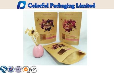 China Printed Chia Seed Kraft Paper Stand Up Pouch / Bag With Window For Food for sale