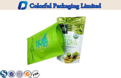 China Aluminum Foil Stand Up Ziplock Tea Packaging Pouches Resealable for sale