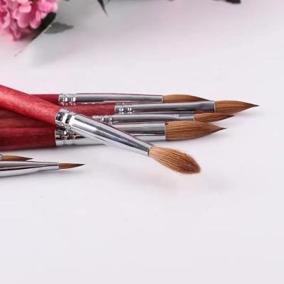 China High Quality Wooden Nail Brush Manicure Red Mink Brush Drawing Tools Size 2-24 NAIL Handle Gel Builder for sale