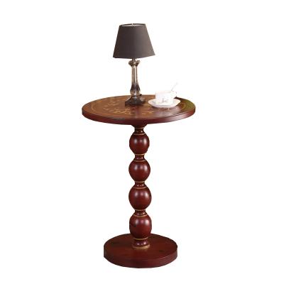 China Brown Original Solid Wood End Stand Flower Design Sofa Side Cabinet Lamp Coffee Side Table for sale