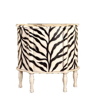 China Environmental Friendly Zebra Designs Painted Corner Console Table Cafe 3 Doors Bed Side Cabinet for sale